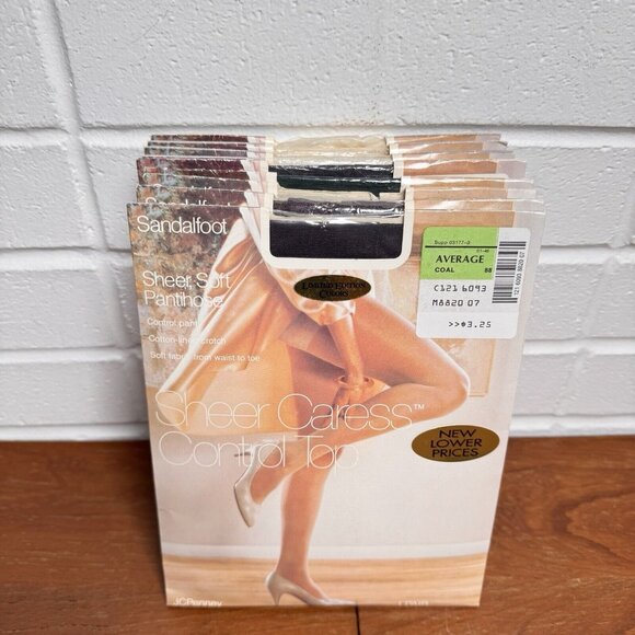9 Vtg JC PENNEY Sheer Caress Control Top Sandalfoot Pantyhose Limited Ed Colors - Picture 2 of 12